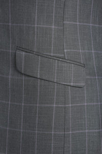 Grey Check Pattern Slim Fit 2 Pc Suit