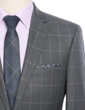Load image into Gallery viewer, Grey Check Pattern Slim Fit 2 Pc Suit
