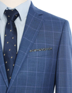 Blue Check Pattern Slim Fit 2 Pc Suit