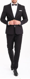 Black 4 Pc Suit Package: BUILD YOUR PACKAGE (Includes 2 Pc Suit, Shirt, Necktie or Bow Tie.