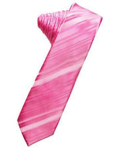 Load image into Gallery viewer, Ivory Striped Satin Skinny Necktie
