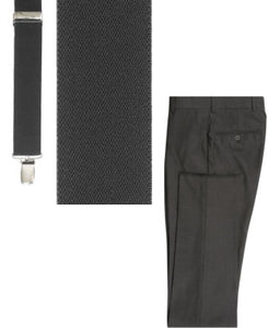 BUILD YOUR PACKAGE MIX & MATCH: Charcoal Suspender Look (Package Includes Suspender, Pant, Shirt, Necktie or Bow Tie & Shoes)