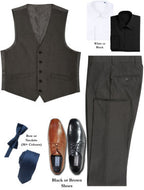 BUILD YOUR PACKAGE MIX & MATCH: Charcoal Vested Look (Package Includes Vest, Pant, Shirt, Necktie or Bow Tie & Shoes)