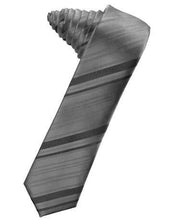 Load image into Gallery viewer, Peacock Striped Satin Skinny Necktie
