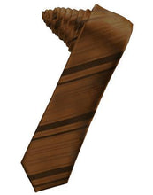 Load image into Gallery viewer, Ivory Striped Satin Skinny Necktie
