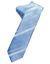 Load image into Gallery viewer, Peacock Striped Satin Skinny Necktie
