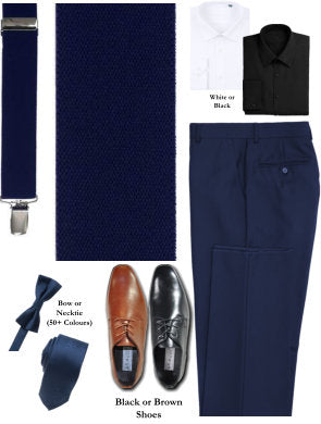 BUILD YOUR PACKAGE MIX & MATCH: French Blue Suspender Look (Package Includes Suspender, Pant, Shirt, Necktie or Bow Tie & Shoes)