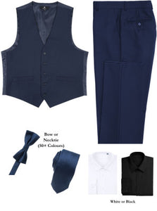 BUILD YOUR PACKAGE MIX & MATCH: French Blue Vested Look (Package Includes Vest, Pant, Shirt, and Necktie or Bow Tie)