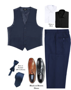 BUILD YOUR PACKAGE MIX & MATCH: French Blue Vested Look (Package Includes Vest, Pant, Shirt, Necktie or Bow Tie & Shoes)