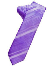 Load image into Gallery viewer, Ivory Striped Satin Skinny Necktie
