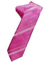Load image into Gallery viewer, Berry Striped Satin Skinny Necktie
