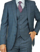 Load image into Gallery viewer, Blue Grey Windowpane Suit
