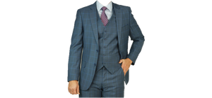 Blue Grey Windowpane Suit