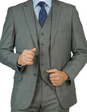 Load image into Gallery viewer, Grey Blue Windowpane Suit
