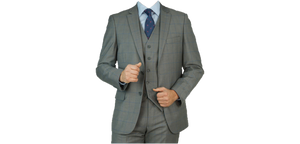 Grey Blue Windowpane Suit
