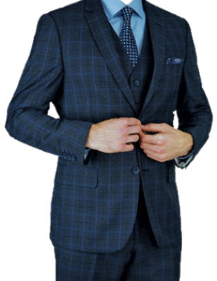 Blue Windowpane Suit