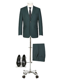 PREMIUM BUILD YOUR PACKAGE: New Green Stretch Trim Fit Suit (Package Includes 2 Pc Suit, Shirt, Necktie or Bow Tie, Matching Pocket Square)