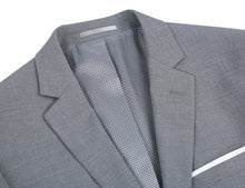 Load image into Gallery viewer, PREMIUM BUILD YOUR PACKAGE: Grey Stretch Trim Fit Suit (Package Includes 2 Pc Suit, Shirt, Necktie or Bow Tie, Matching Pocket Square)
