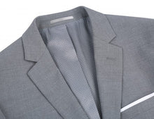 Load image into Gallery viewer, BUILD YOUR PACKAGE: Grey Stretch Trim Fit Suit (Package Includes 2 Pc Suit, Shirt, Necktie or Bow Tie, Matching Pocket Square, &amp; Shoes)
