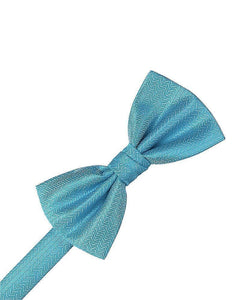 Pure White Herringbone Bow Tie