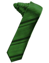 Load image into Gallery viewer, Berry Striped Satin Skinny Necktie
