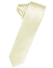 Load image into Gallery viewer, White Luxury Satin Skinny Necktie
