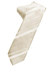 Load image into Gallery viewer, Ivory Striped Satin Skinny Necktie
