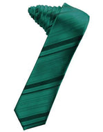 Jade Striped Satin Skinny Necktie