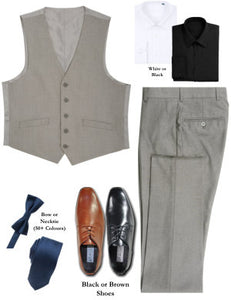 BUILD YOUR PACKAGE MIX & MATCH: Light Grey Vested Look (Package Includes Vest, Pant, Shirt, Necktie or Bow Tie & Shoes)