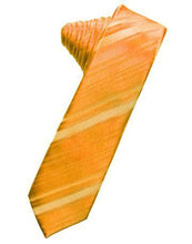 Load image into Gallery viewer, Peacock Striped Satin Skinny Necktie
