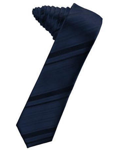 Ivory Striped Satin Skinny Necktie
