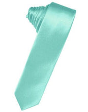Load image into Gallery viewer, White Luxury Satin Skinny Necktie
