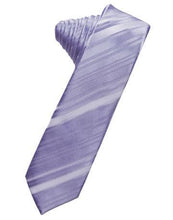 Load image into Gallery viewer, Ivory Striped Satin Skinny Necktie
