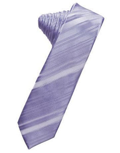 Ivory Striped Satin Skinny Necktie