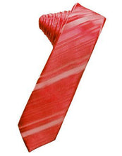 Load image into Gallery viewer, Peacock Striped Satin Skinny Necktie
