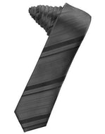 Pewter Striped Satin Skinny Necktie