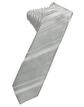 Load image into Gallery viewer, Peacock Striped Satin Skinny Necktie
