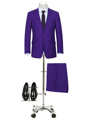 PREMIUM BUILD YOUR PACKAGE: New Purple Stretch Trim Fit Suit (Package Includes 2 Pc Suit, Shirt, Necktie or Bow Tie, Matching Pocket Square)