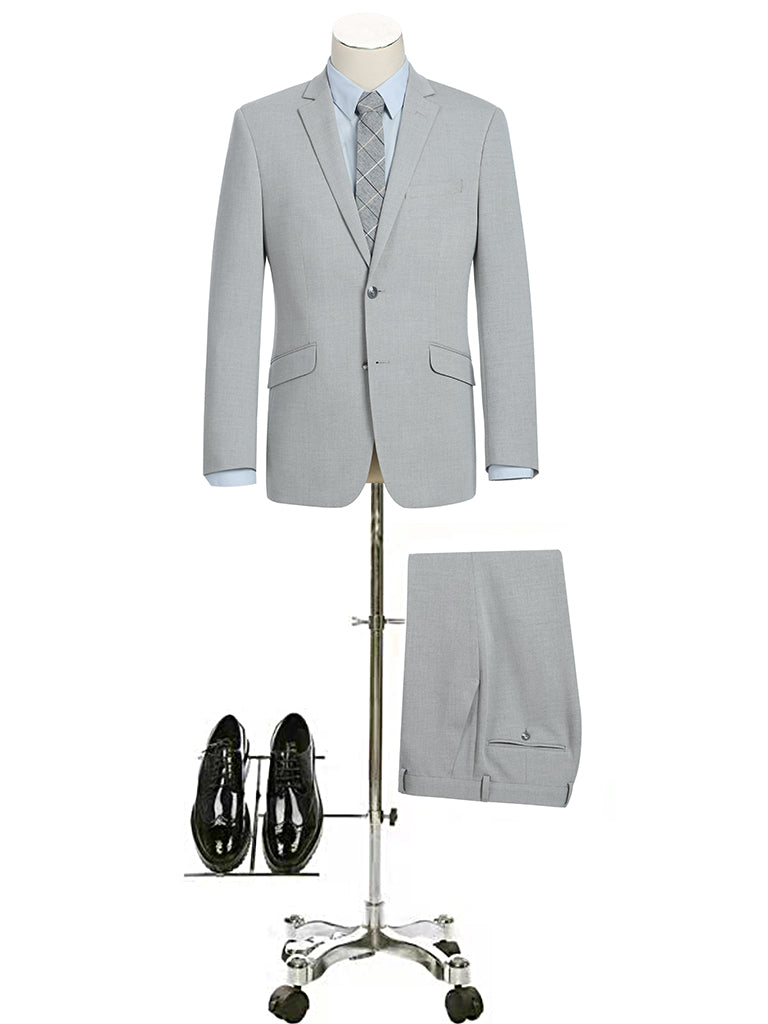 BUILD YOUR PACKAGE: New Soft Grey Suit (Package Includes 2 Pc Suit, Shirt, Necktie or Bow Tie, & Matching Pocket Square)