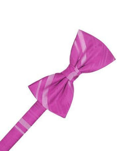 Fuschia Striped Satin Bow Tie