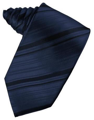 Midnight Blue Striped Satin Necktie