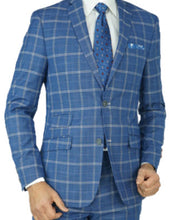Load image into Gallery viewer, Blue Windowpane Tailored Fit Suit

