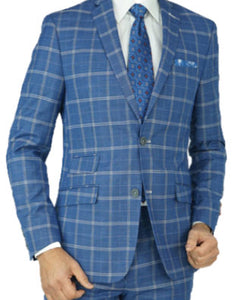 Blue Windowpane Tailored Fit Suit