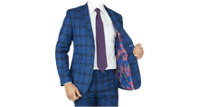 Load image into Gallery viewer, French Blue / Black Plaid Suit
