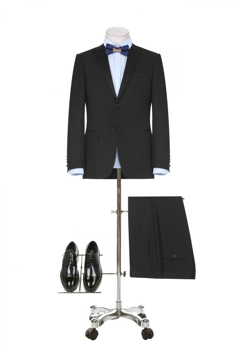 BUILD YOUR PACKAGE: Black Tuxedo (Package Includes 2 Pc Suit, Shirt, Necktie or Bow Tie, & Matching Pocket Square)