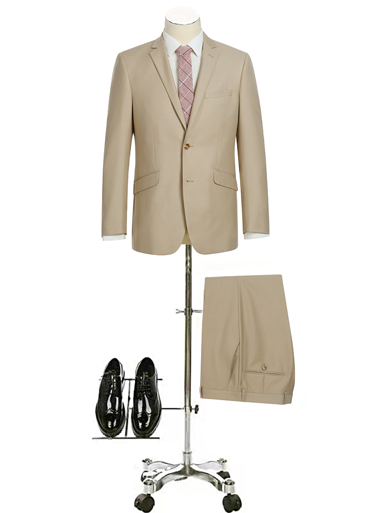 BUILD YOUR PACKAGE: New Tan Suit (Package Includes 2 Pc Suit, Shirt, Necktie or Bow Tie, & Matching Pocket Square)