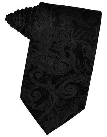 Black Tapestry Satin Necktie