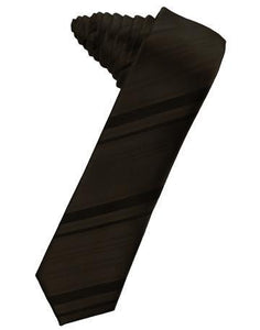 Jade Striped Satin Skinny Necktie