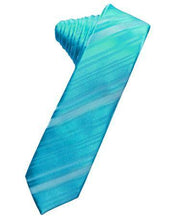 Load image into Gallery viewer, Ivory Striped Satin Skinny Necktie
