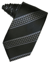 Load image into Gallery viewer, Asphalt Venetian Pin Dot Striped Necktie
